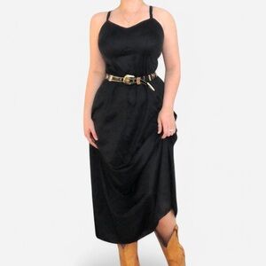 Black Midi Slip Dress